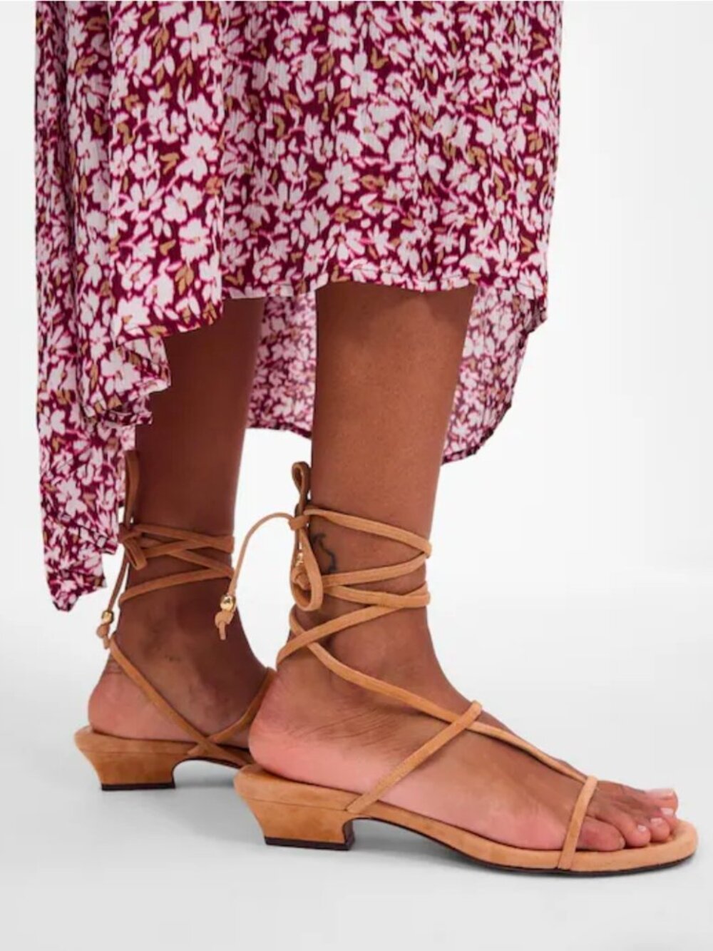 Madewell The Maycie Lace-Up T-Strap Sandal in Sunbaked Clay Suede Women's Size 7 - Picture 2 of 6